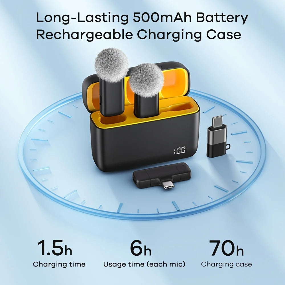 Wireless Microphone Lavalier with Charging Case Windproof Fleece Suitable for Phones Laptop Devices with Noise canceling MIC