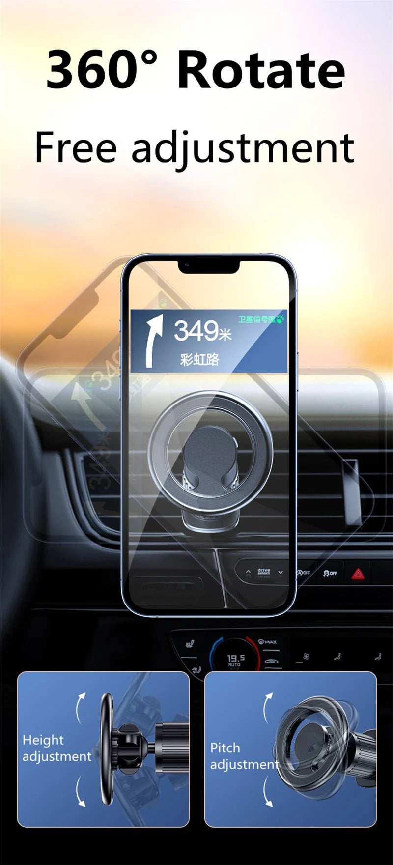 Magnetic Car Phone Holder Stand Magnet Car Mount Support GPS Mobile Bracket in Car For Macsafe iPhones