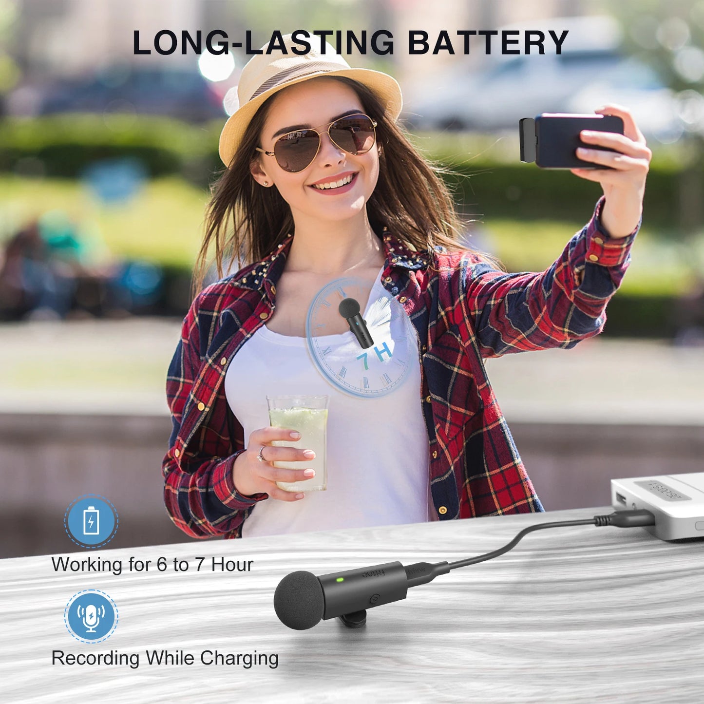 FIFINE Wireless Lavalier System with 2 Microphones for Android/Tablet,Type-C Mini Mic for Video,Interview,Vlog,Live Streaming